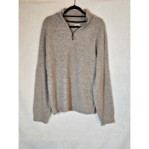 Flint and Tinder Sweater Mens Size L Beige 1/4 Zip Pullover Long Sle Elbow Patch